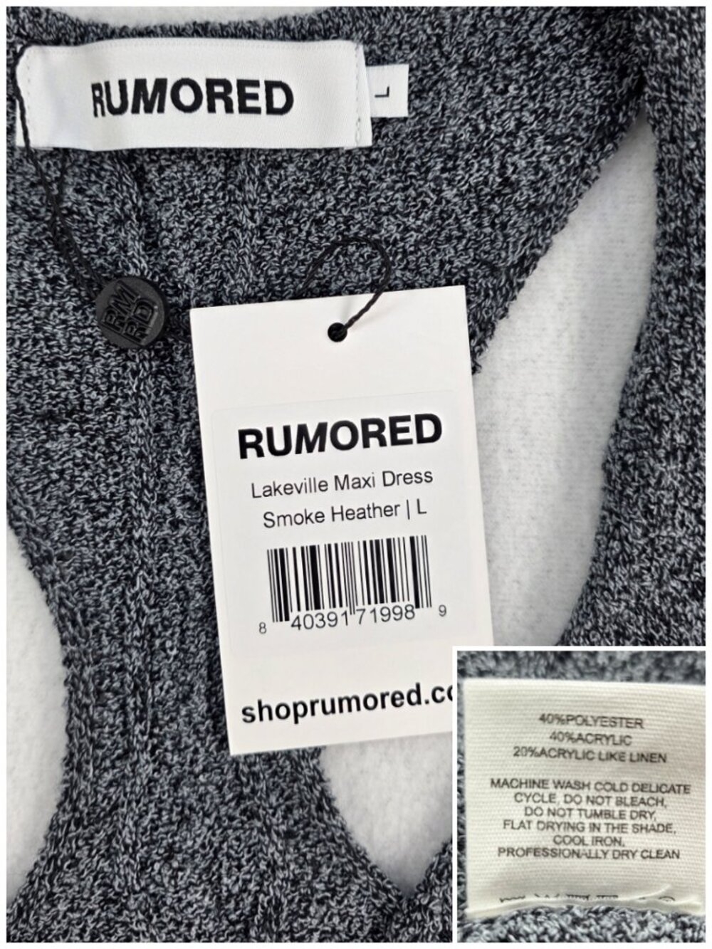 Rumored Lakeville Maxi Dress Size Lg Smoke Heather Gray Knit Racerback NWT - Picture 4 of 7